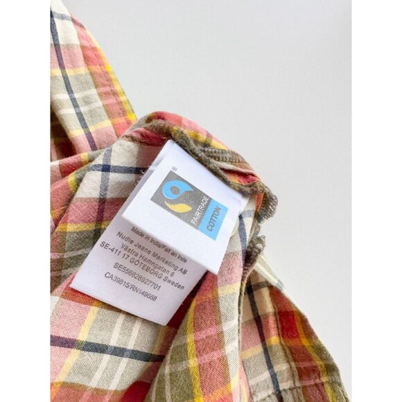 Men's NUDIE Brandon Madras Check Cotton Short Sleeve Button Down Shirt, Size XL - Picture 9 of 15
